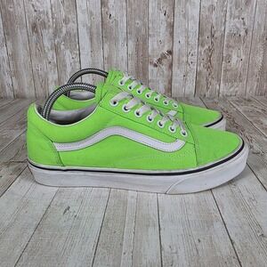 Vans Old Skool Neon Lime Green‎ Canvas Low Top Sneakers Women US 9.5